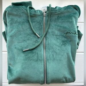 velvet zip-up sweatshirt